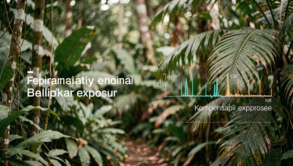 Memilih pengaturan eksposur untuk kontras tropis: representative view of histogram with kompensasi eksposur nearby
